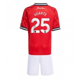 Manchester United Manuel Ugarte #25 Thuis tenue Kids 2025-26 Korte Mouw (+ Korte broeken)